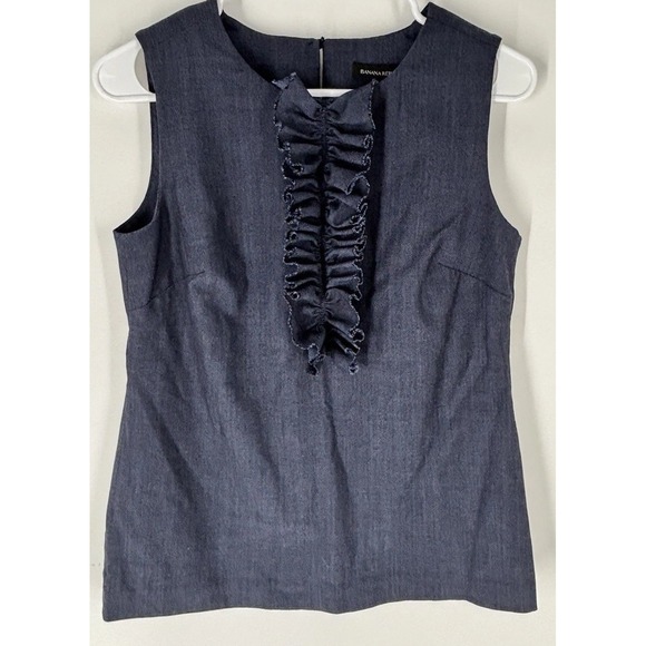 Banana Republic Tops - Banana Republic Womens Wool Sleeveless Ruffle-Front Suiting Shell Blouse Sz 4